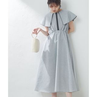 ナチュラルクチュール(natural couture)のナチュラルクチュール 配色パイピングビック衿ワンピース(ロングワンピース/マキシワンピース)