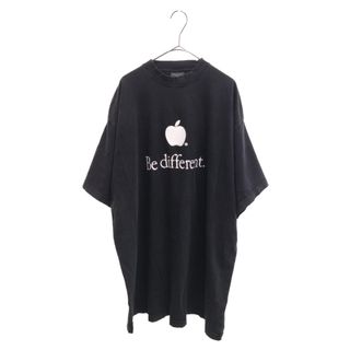 BALENCIAGA バレンシアガ 22AW Be different 712398 TNVB3 フロント刺繍 コットン半袖Tシャツ カットソー ブラック