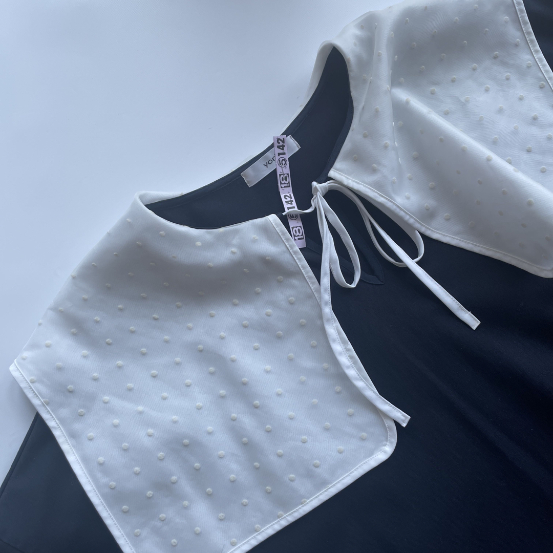s..さま専用】yori フロッキードットカラーTee (ネイビー)の通販 by