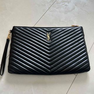 良品✨イヴサンローラン クラッチバッグ セカンド YSL エナメル ブラック