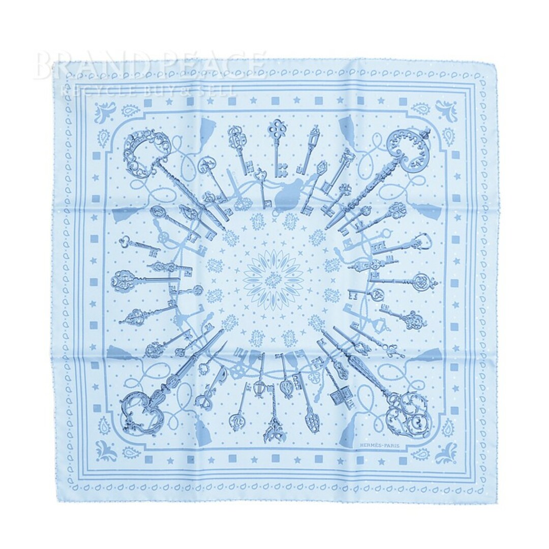 エルメス カレ 55 バンダナ LES CLES ブルーシエル/ブルージーン シ エルメス カレ 55 バンダナ LES CLES ブルーシエル/ブルージーン シ