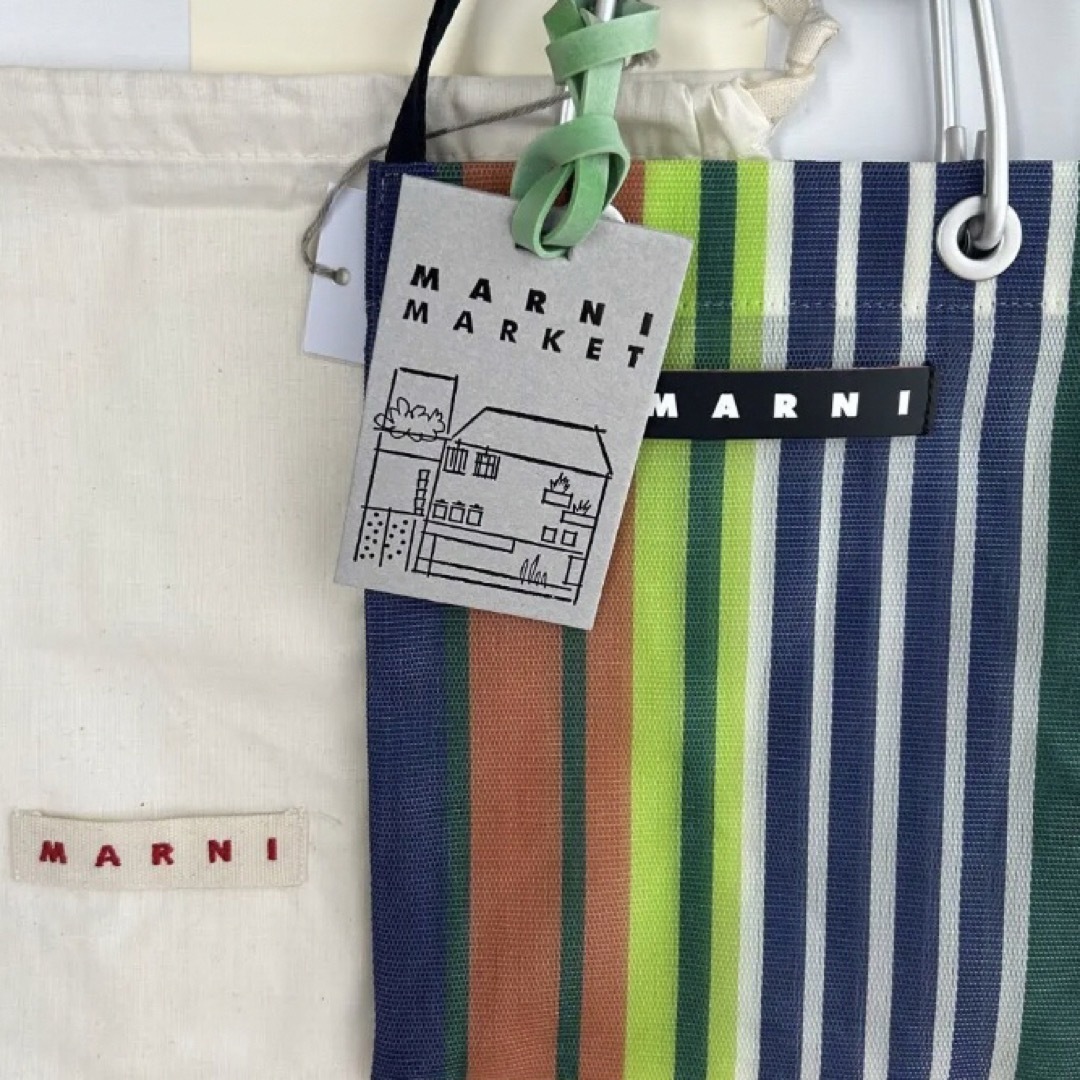 Marni - 新品 MARNI MARKET ストライプミニショルダーバッグ グリーン