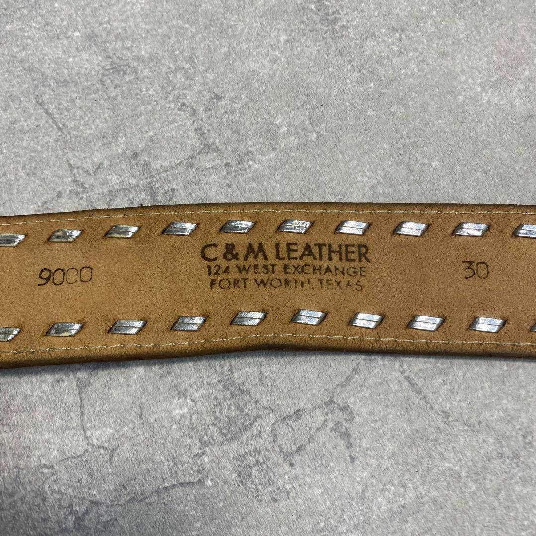 c&m leather 型押し ウエスタンレザーベルト USA サイズ30