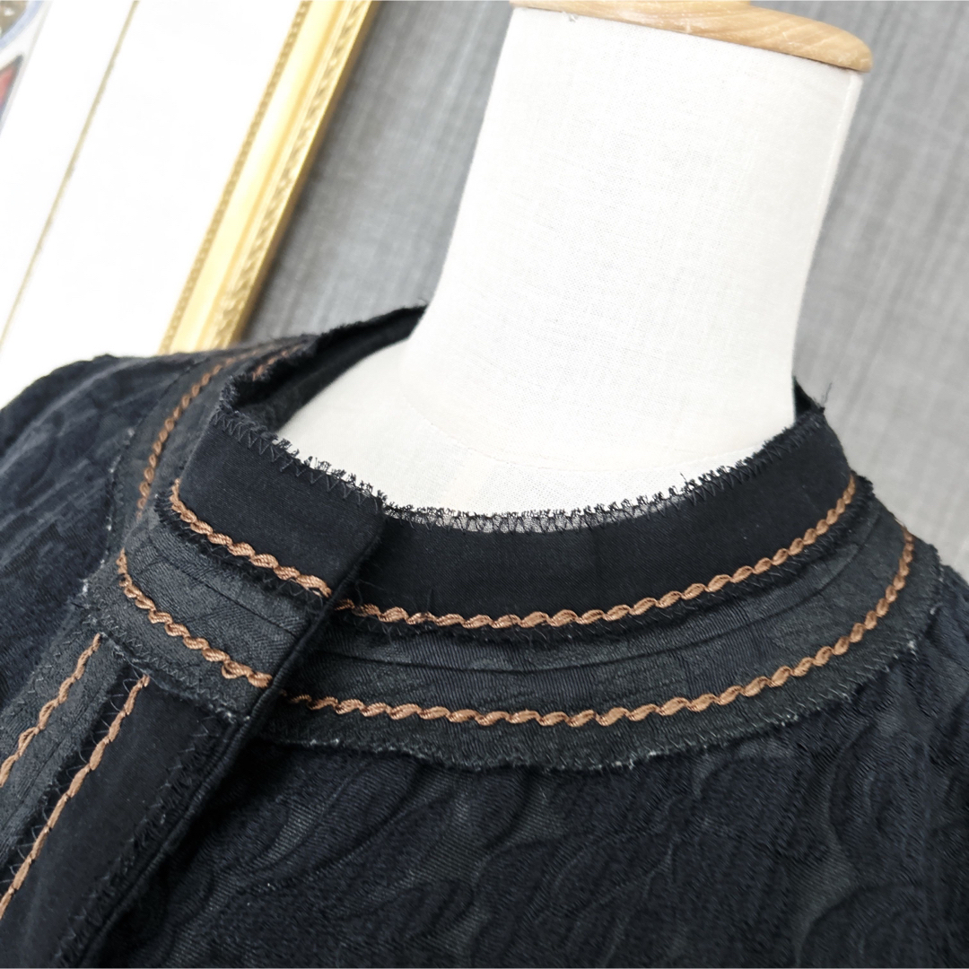 美品 PRADA プラダ ジャガード ジャケット 刺繍 ノーカラー