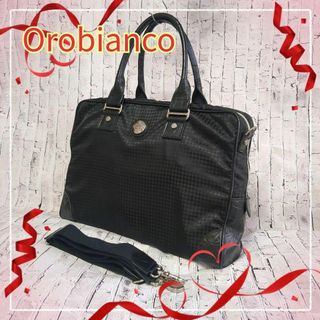 オロビアンコ(Orobianco)の【極美品】オロビアンコ ビジネスバッグ 2way ナイロン製 千鳥格子 黒色(ビジネスバッグ)