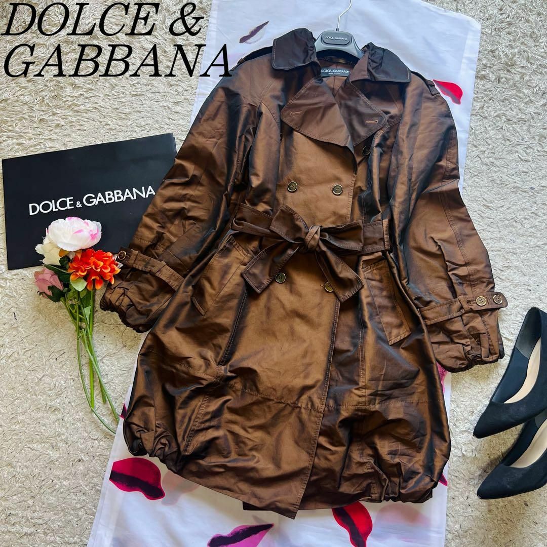 美品】DOLCE&GABBANA ロングトレンチコート ブラウン 38 ベルト