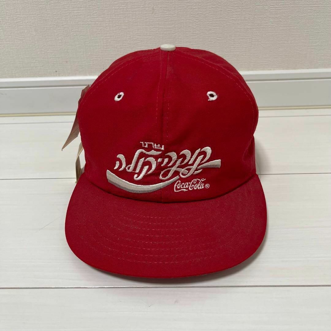新品タグ付き USA製 コカコーラ 6パネルキャップ 刺繍ロゴ 80s レッド