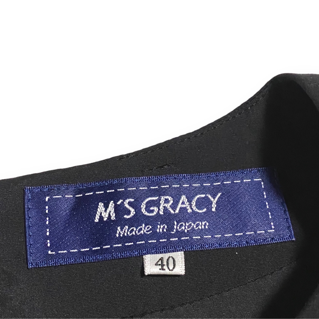 M'S GRACY(エムズグレイシー)の美品 M'S GRACY エムズグレイシー 袖パール タフタワンピース フリル レディースのワンピース(ひざ丈ワンピース)の商品写真