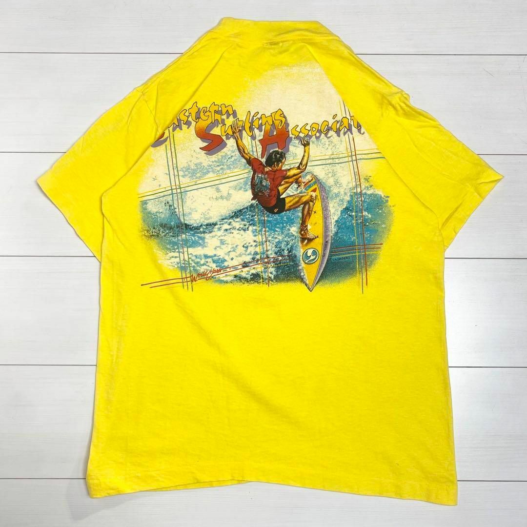 USA製 anvil 1984年製 surfing プリントTシャツ 後期黒タグトップス