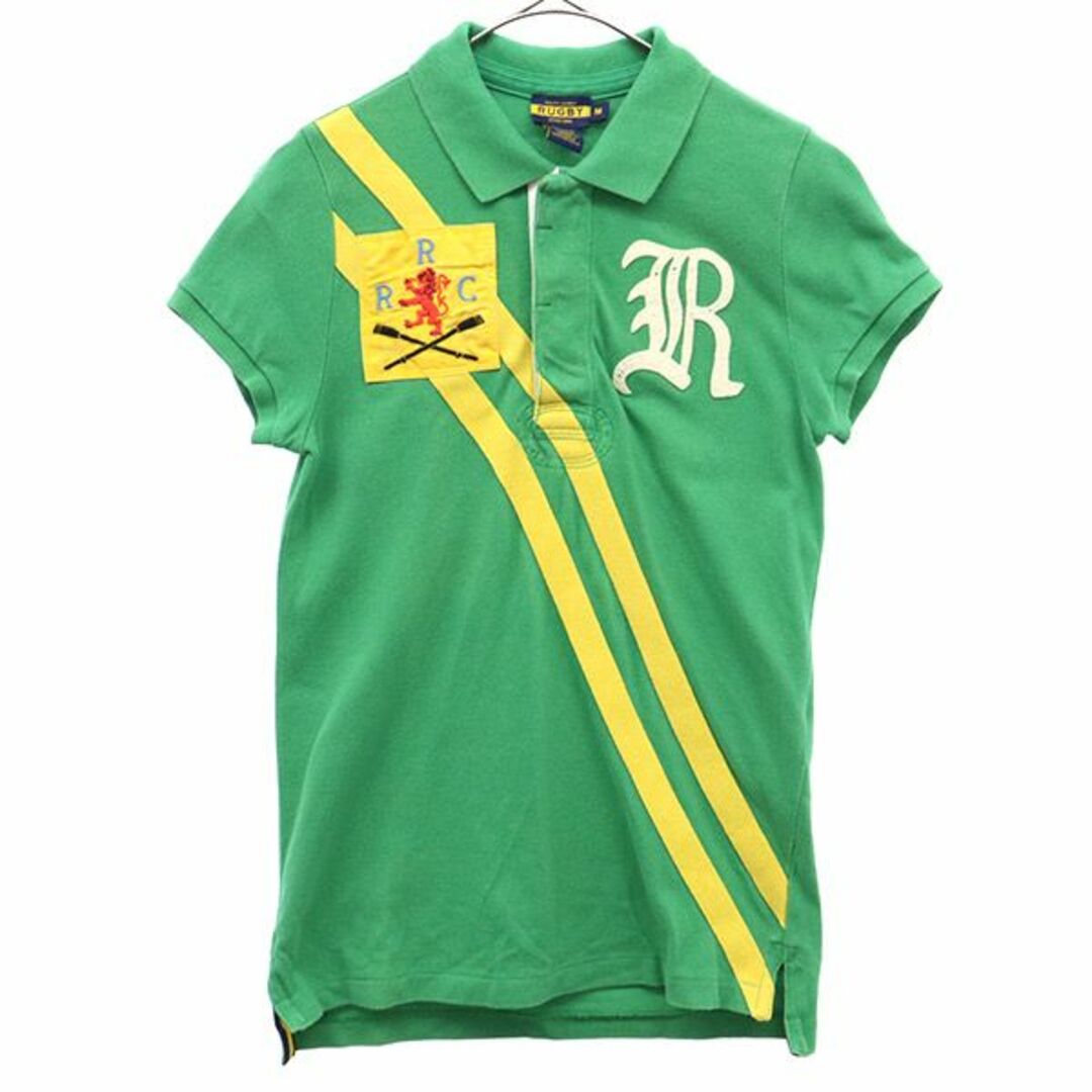 ラルフローレンラグビー ワッペン 半袖 ラガーシャツ M グリーン RALPH