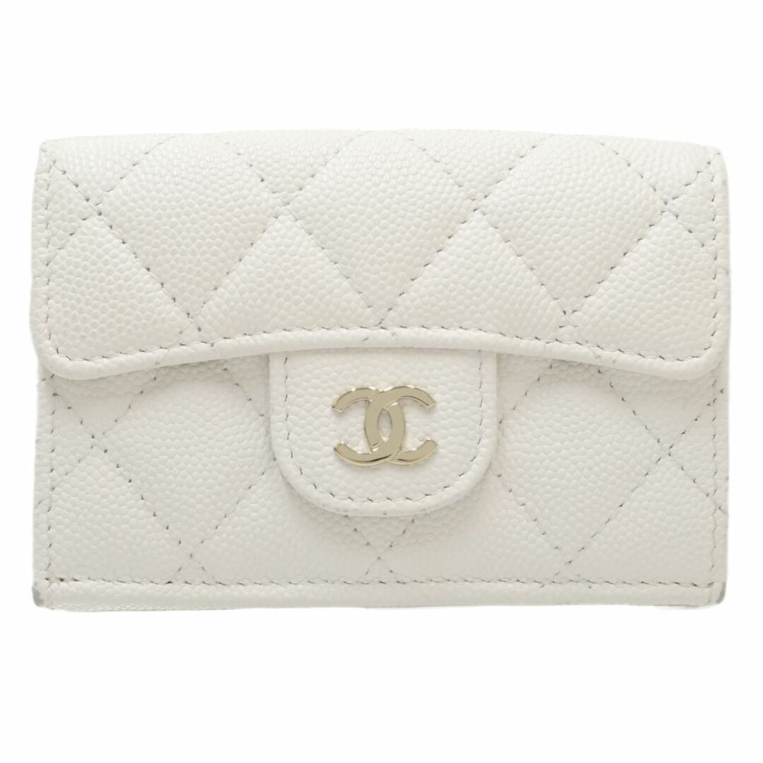 シャネル CHANEL クラシックスモールフラップ マトラッセ AP0230 三つ折り財布 キャビアスキン ホワイト / 083640