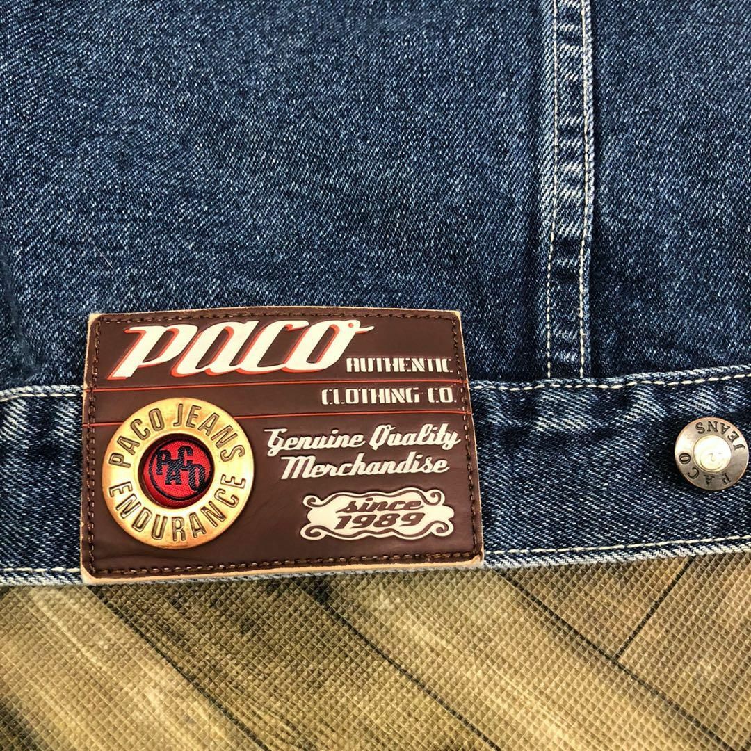 メンズpaco jeans 90s デニムジャケット ヴィンテージ 刺繍ロゴ XL相当