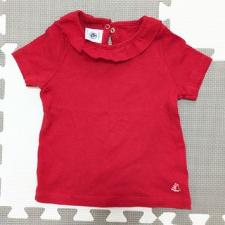 プチバトー(PETIT BATEAU)のPETIT BATEAUプチバトー赤襟付きＴシャツ81ｾﾝﾁ(Ｔシャツ)