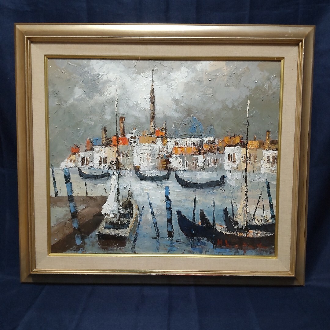 純正ファッション 297 絵画 油彩 油絵 風景画 渡部ひでき ベニス 港町