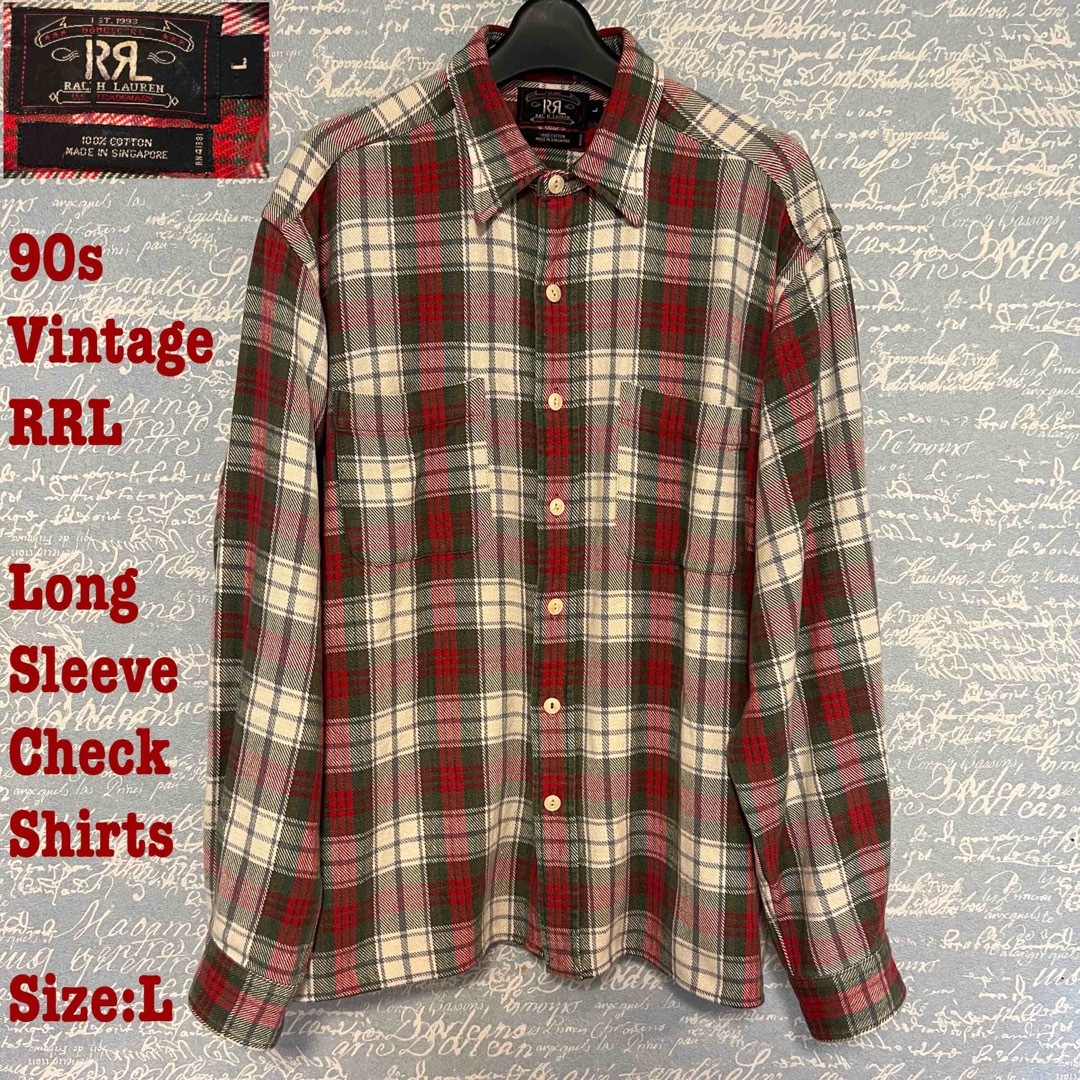 rrl チェック　ヘビー　ネルシャツ　90s  初期 ネル 三ツ星タグ