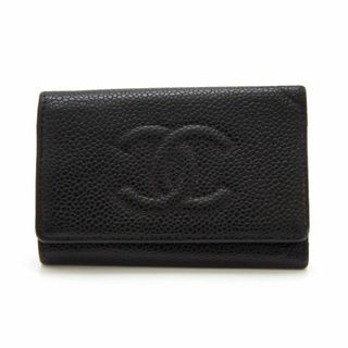 シャネル(CHANEL)の良品 シャネル キーケース 6連 キャビアスキン ココマーク A13502 黒(キーホルダー)