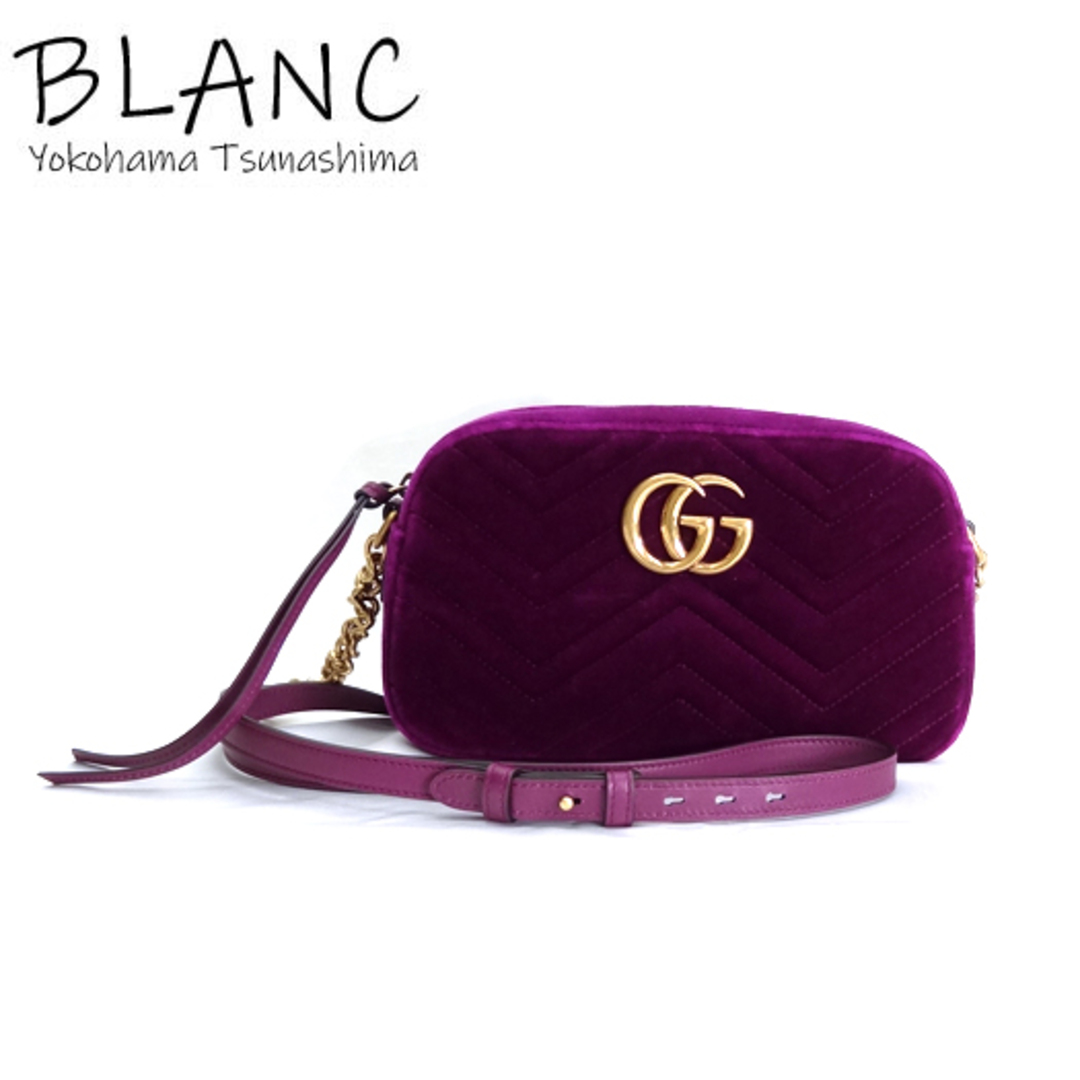Gucci(グッチ)のグッチ GGマーモント スモール ショルダーバッグ ベロア パープル 紫 447632 レディースのバッグ(ショルダーバッグ)の商品写真