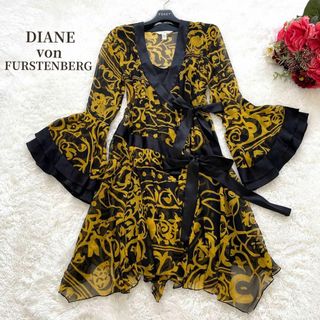 ダイアンフォンファステンバーグ(DIANE von FURSTENBERG)のシルク100%✨ダイアンフォンファステンバーグ✨ワンピース　長袖　カシュクール(ひざ丈ワンピース)