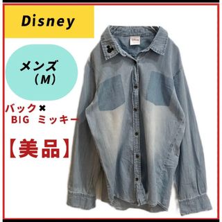 ディズニー(Disney)の【★美品★】◎DisneyBIGプリント長袖デニムシャツ　メンズM(Tシャツ/カットソー(七分/長袖))