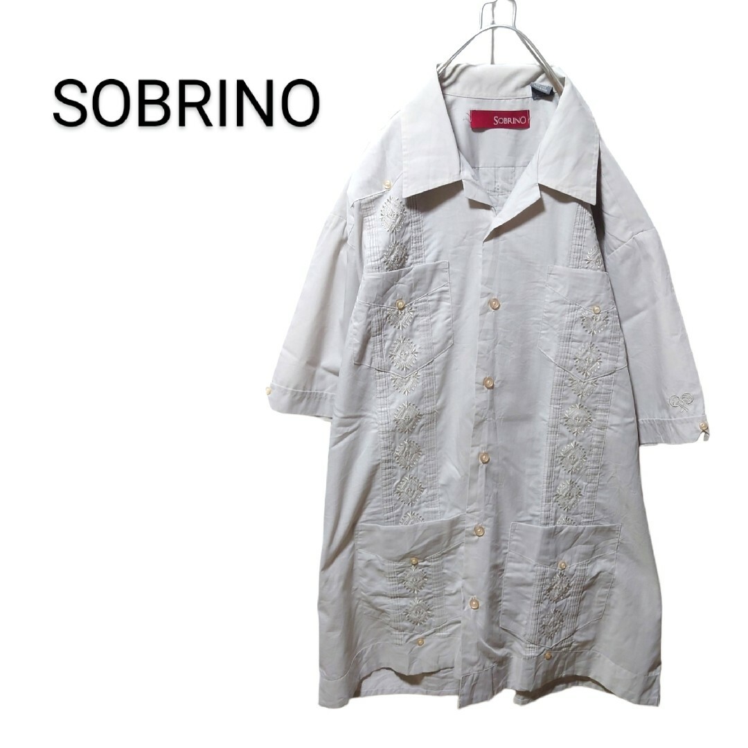 【SOBRINO】VINTAGE 刺繍入り キューバシャツ A-1046
