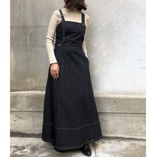 アメリヴィンテージ(Ameri VINTAGE)のセール🌸【&g'aime アンジェム】バッククロスデニムジャンパースカート(ロングワンピース/マキシワンピース)