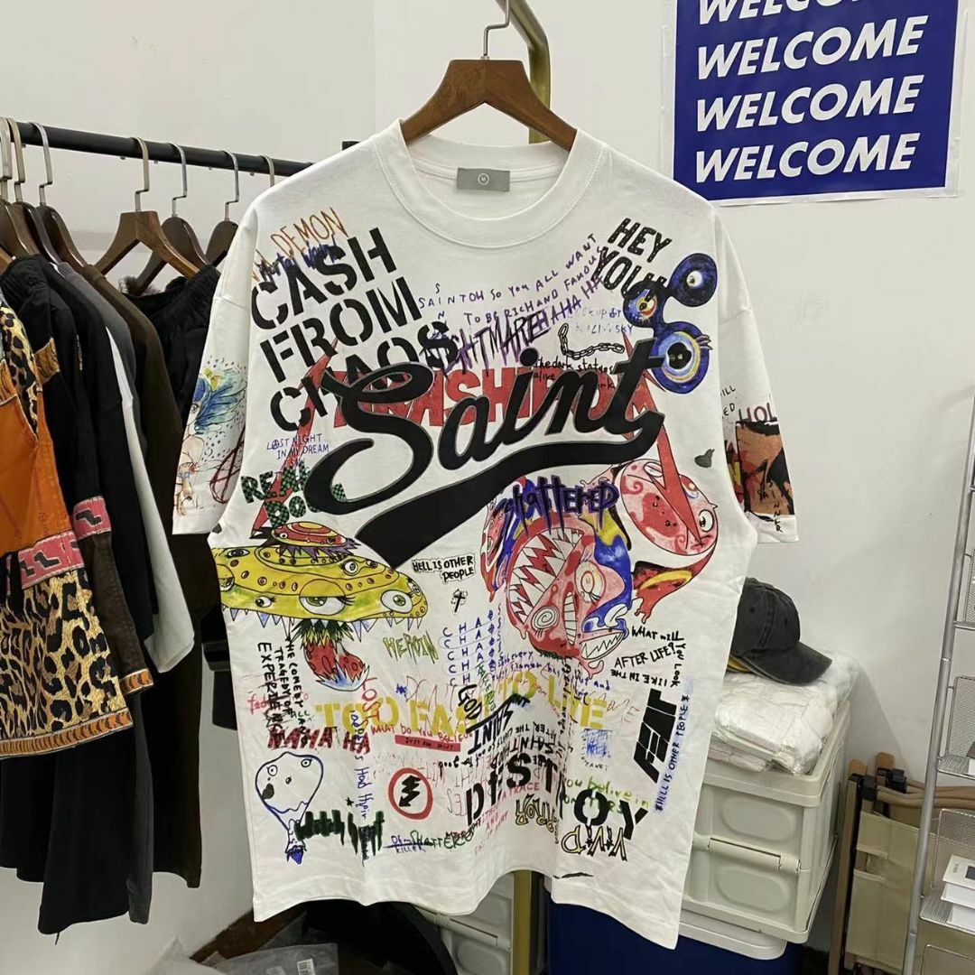 5年保証』 SAINT MICHAEL 村上隆 ヴィンテージ加工 コラボTシャツ