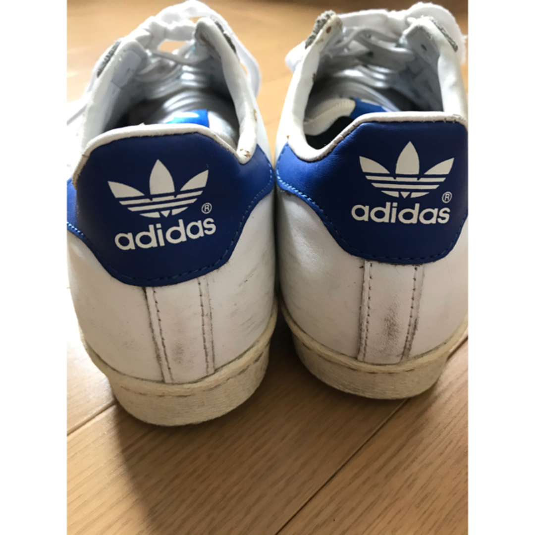 adidas(アディダス)のadidas スーパースター‘90 24.5cm ホワイト×ブルー キッズ/ベビー/マタニティのキッズ靴/シューズ(15cm~)(スニーカー)の商品写真