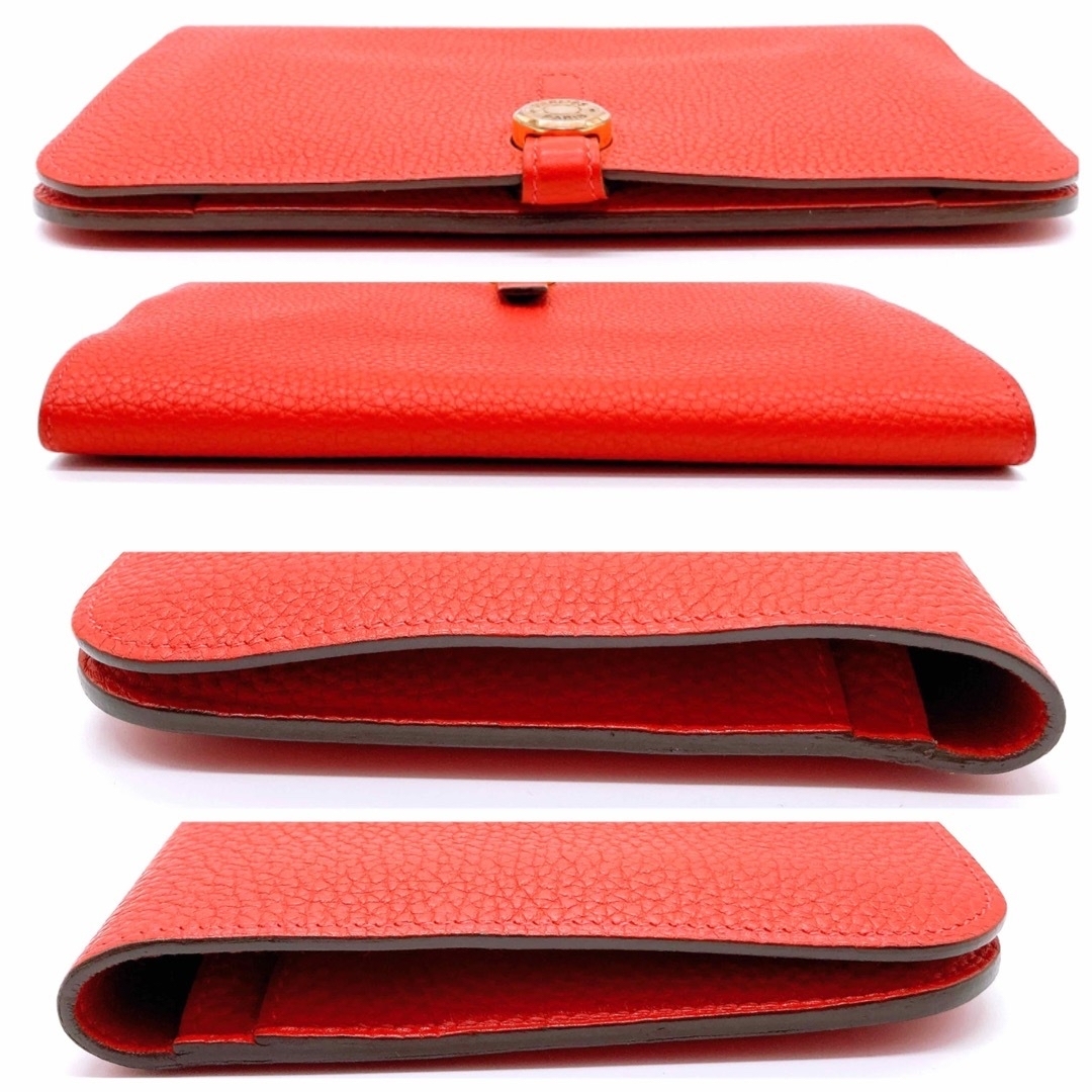 Hermes - HERMES エルメス ドゴン GM 長財布 財布 レッド 刻印:□P 美