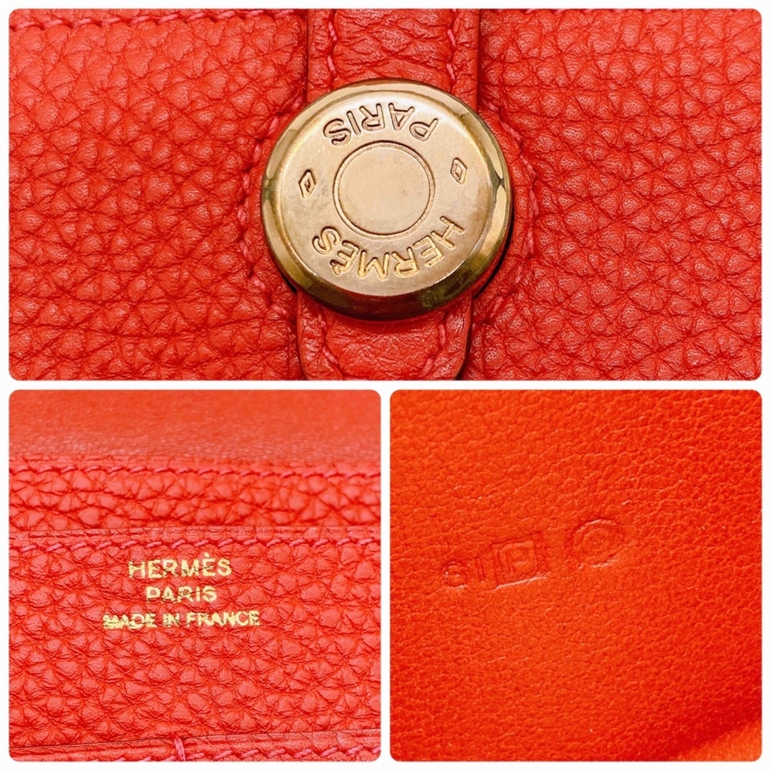 HERMES エルメス ドゴン GM 長財布 財布 レッド 刻印：□P 美品