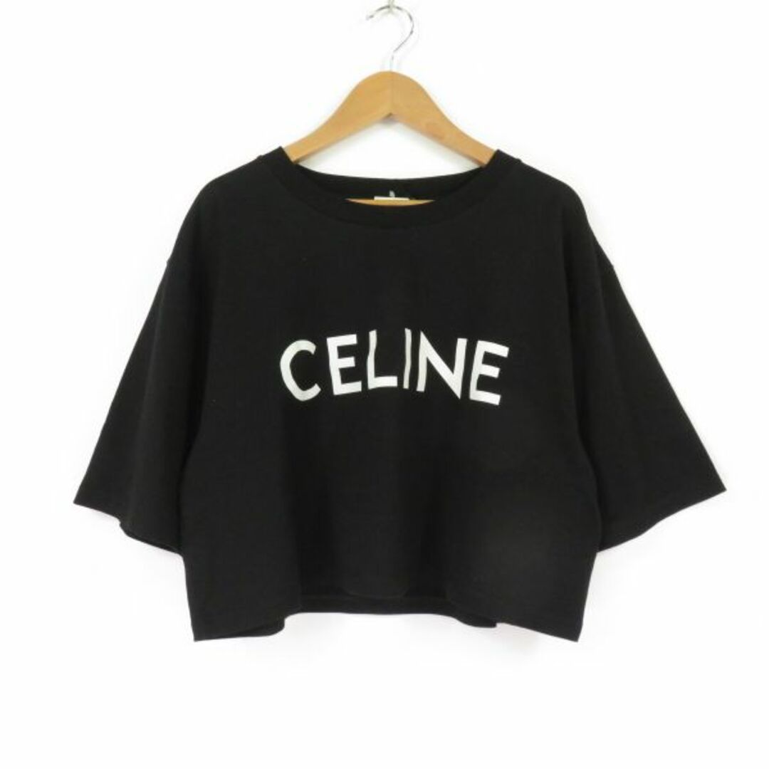 美品 CELINE セリーヌ 2X761501F クロップド CELINE Tシャツ 1点 ブラック M (165/88A) コットン100% コットンジャージー レディース AY3941W2
