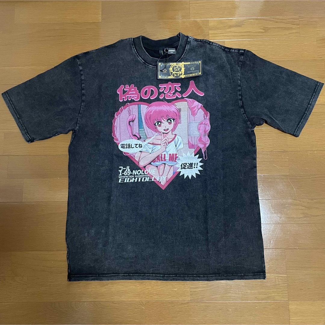 オーバーサイズ レトロアニメ風　可愛い女の子　偽の恋人Tシャツ メンズのトップス(Tシャツ/カットソー(七分/長袖))の商品写真