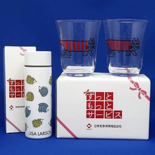 リサラーソン(Lisa Larson)の未使用 リサラーソン ペアグラス & ミニボトル NISSAY 非売品 新品(ノベルティグッズ)