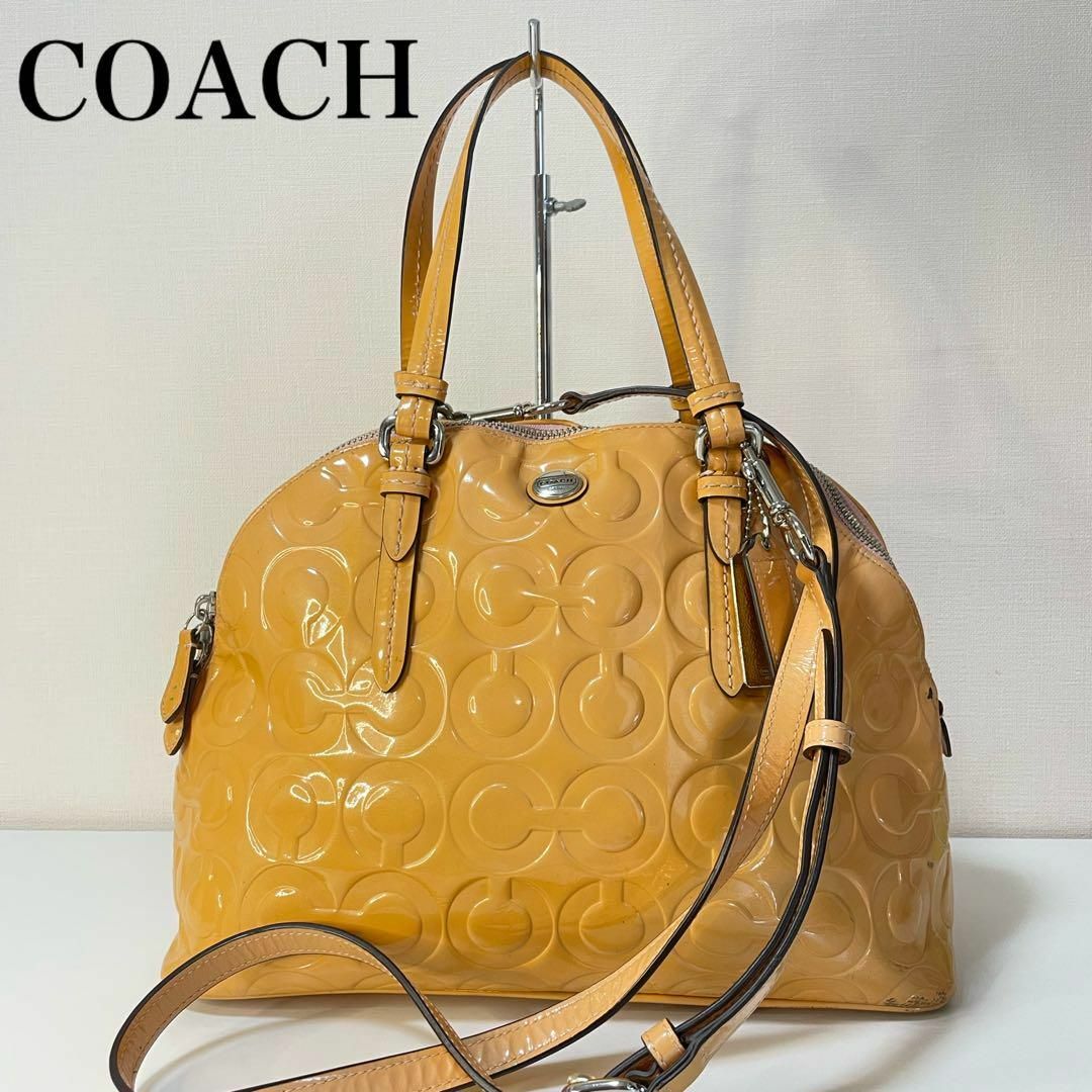 □美品□ COACH コーチ パテントレザー 2way ショルダーバッグ gorilla ...