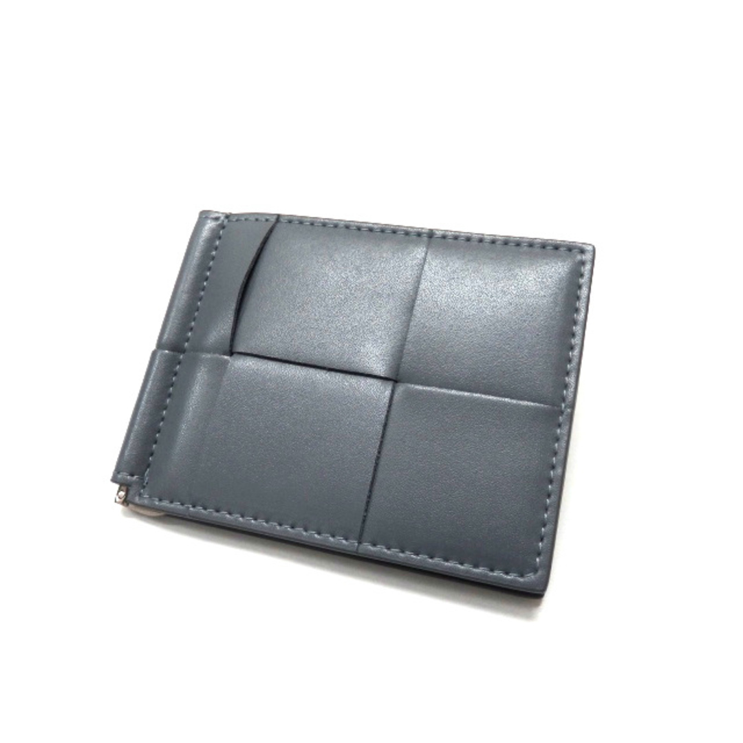ボッテガヴェネタ カセット マネークリップ付き二つ折りウォレット 財布 グレー9cmマチ