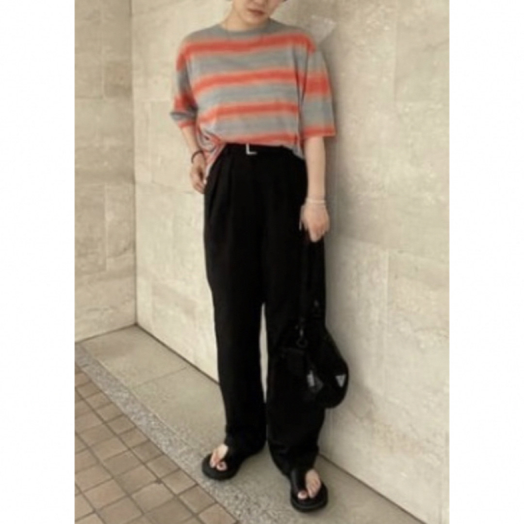 moussy(マウジー)の【MOUSSY】W BELTED STRAIGHT パンツ　ブラック レディースのパンツ(カジュアルパンツ)の商品写真