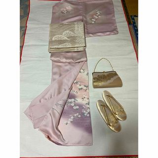 ニシジン(西陣)の逸品！夏用、合物正絹 訪問着友禅しつけ糸付 六通夏袋帯 セット   158/64(着物)