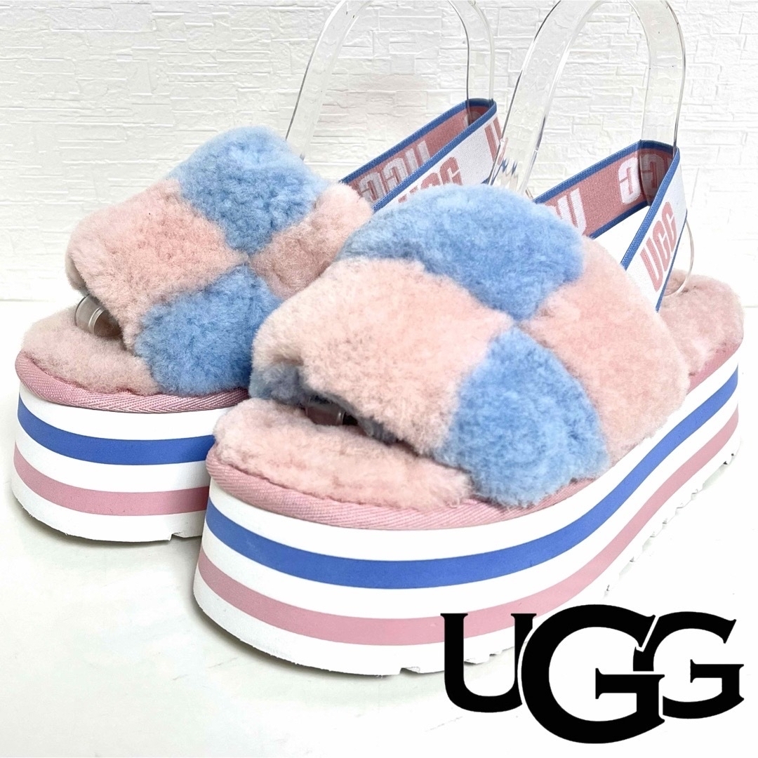 UGG Disco Checker Slide 厚底 サンダル 24cmレディース