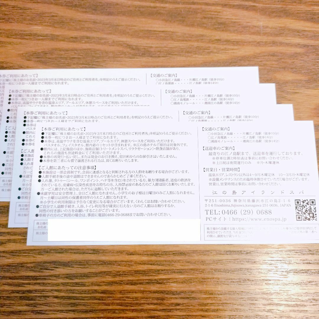 飯田グループ株主優待 江の島アイランドスパ利用券4枚 チケットの施設利用券(その他)の商品写真