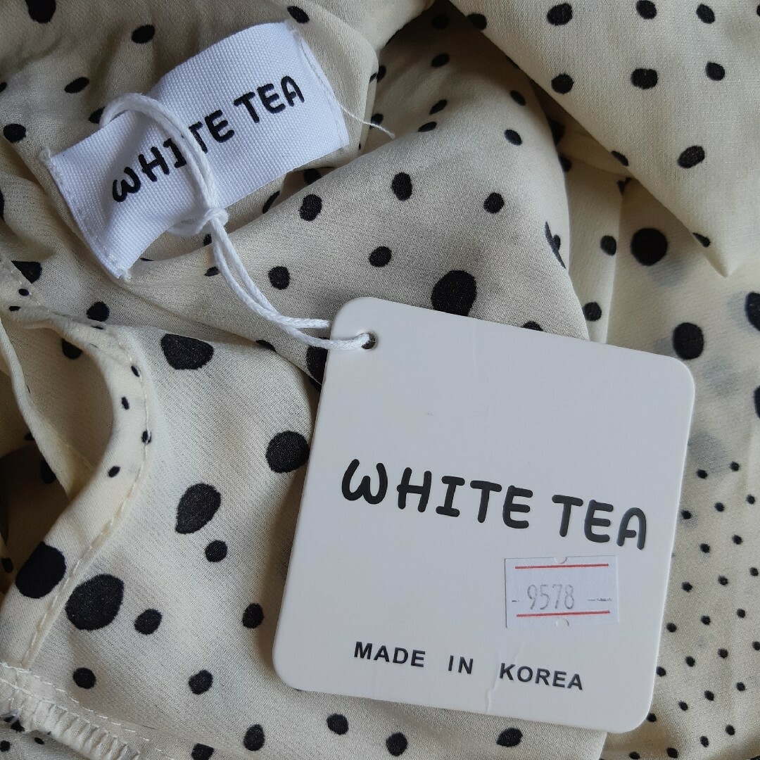 ロングワンピース 新品 水玉 ドット WHITE TEA レディース 韓国製