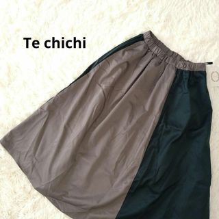 テチチ(Techichi)の【未使用】Techichi　切り替え配色スカート　M(ひざ丈スカート)