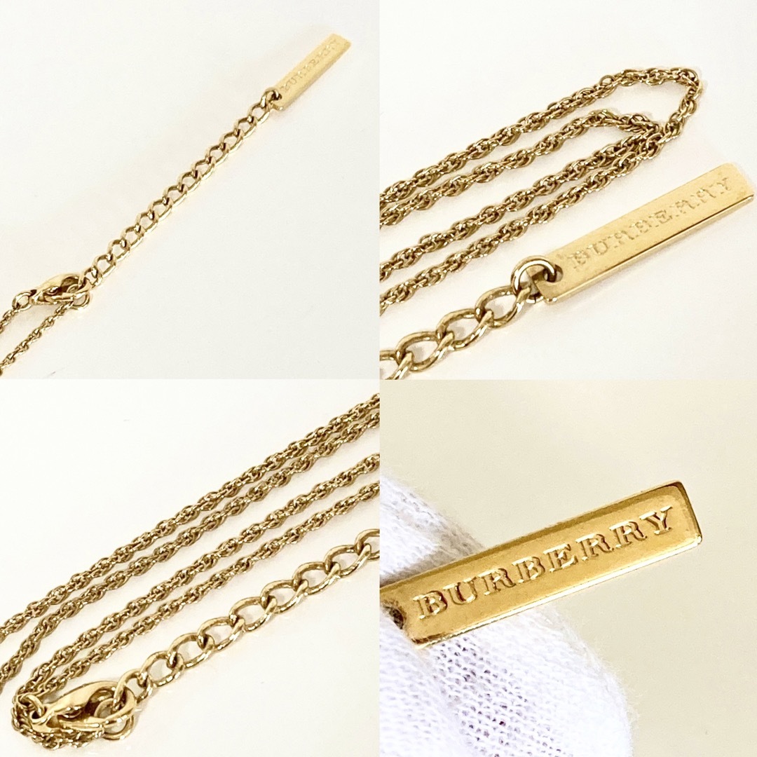 Burberry バーバリー ゴールド ラインストーン チェック柄 ネックレス☆