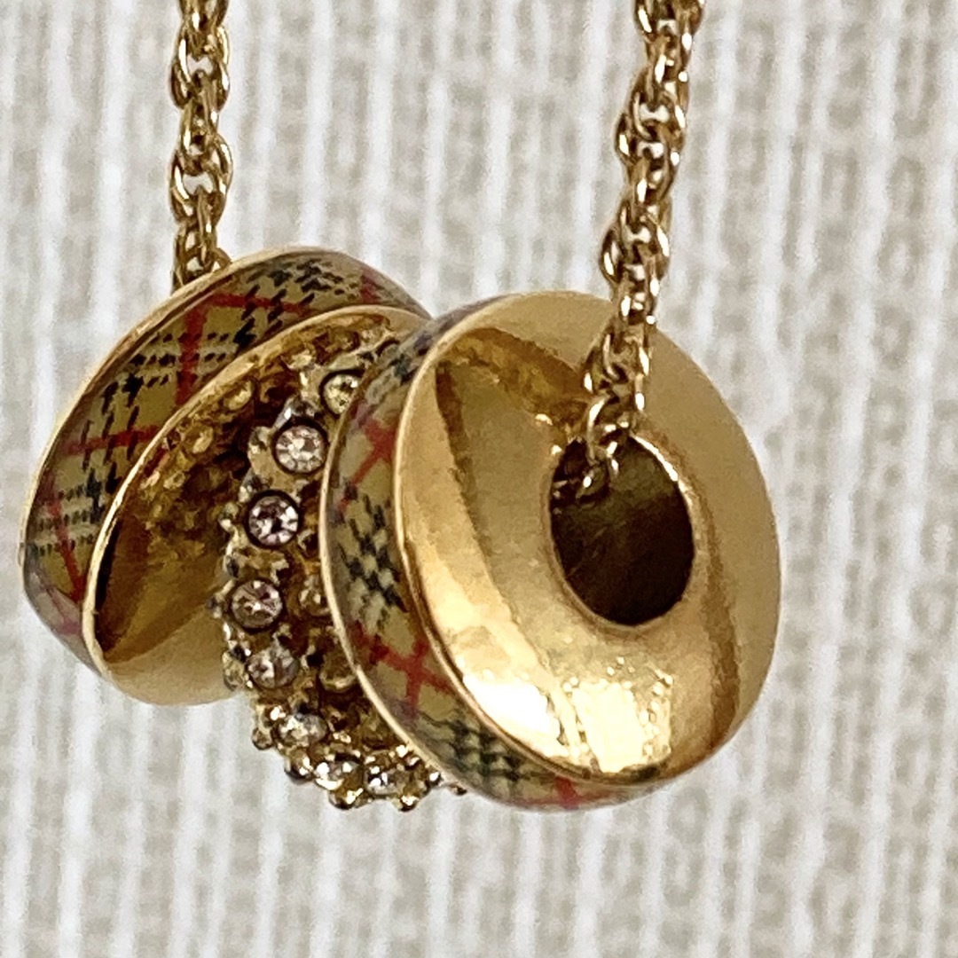 Burberry バーバリー ゴールド ラインストーン チェック柄 ネックレス☆ | フリマアプリ ラクマ