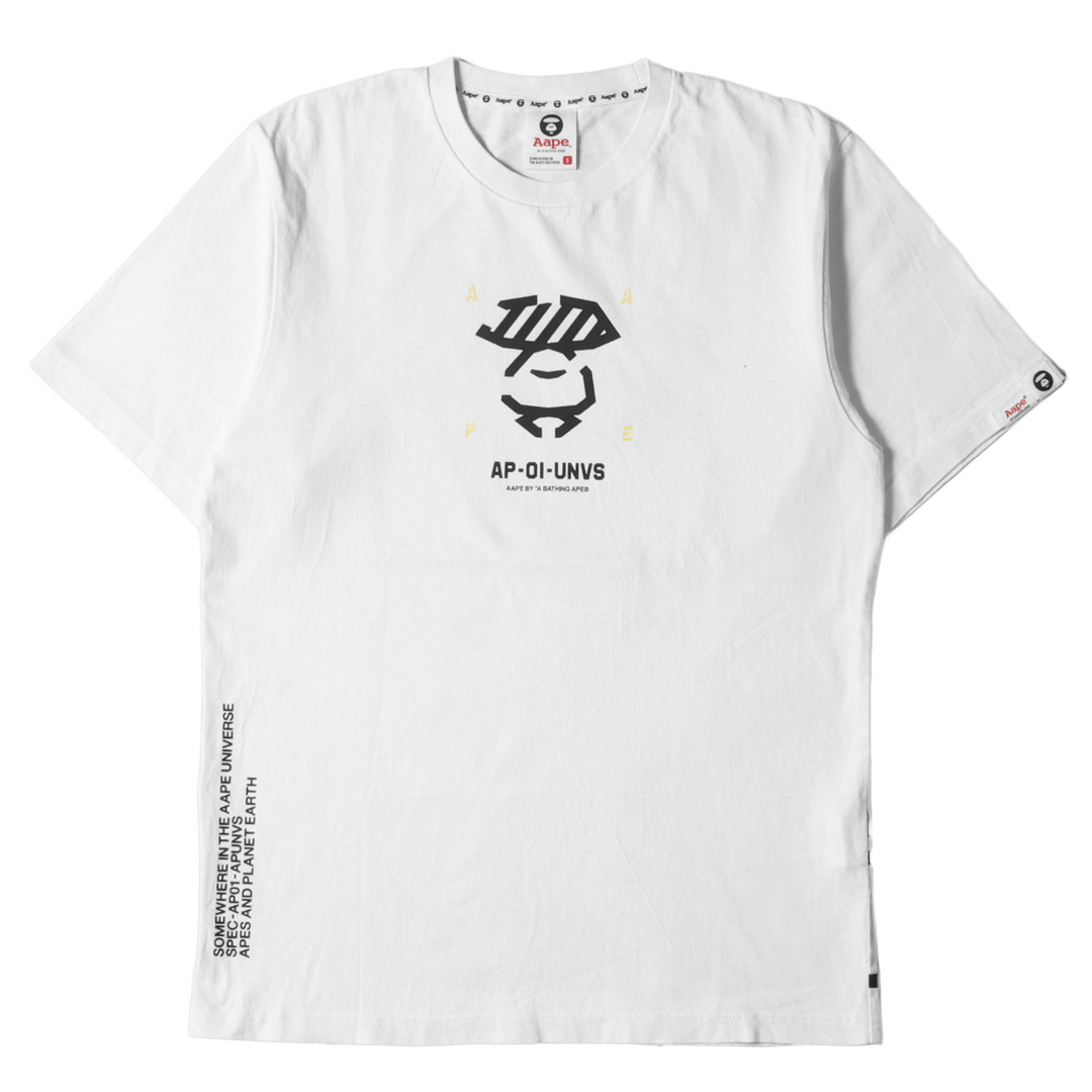 A BATHING APE ア ベイシング エイプ Tシャツ サイズ:S AAPE BY A BATHING APE リフレクター 猿迷彩 フェイス クルーネック 半袖 ホワイト 白 トップス カットソー カジュアル ブランド ストリート 【メンズ】