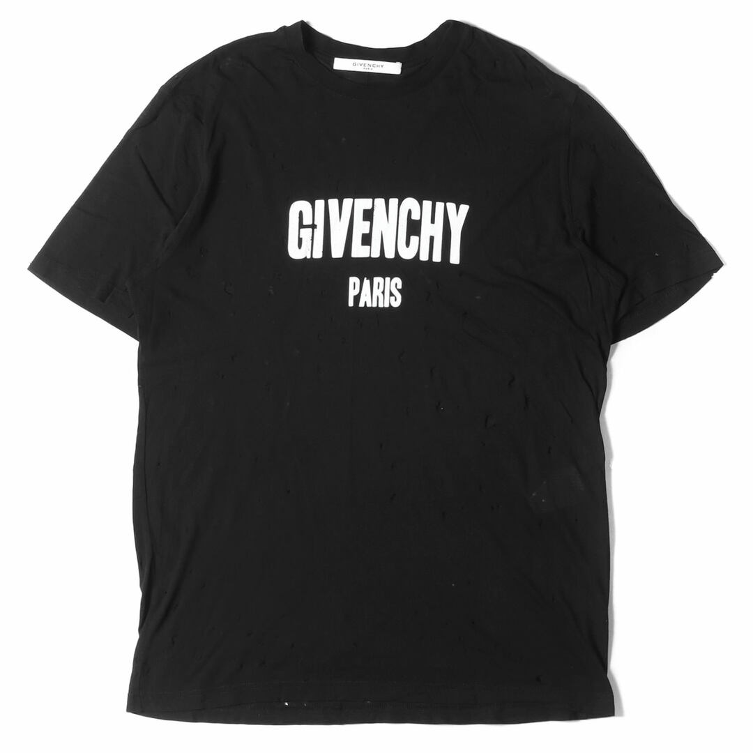 GIVENCHY(ジバンシィ)のGIVENCHY ジバンシィ Tシャツ サイズ:XS デストロイ 加工 ロゴ プリント クルーネック 16P 7704 485 ダメージ ブラック 黒 トップス カットソー 半袖 【メンズ】【中古】 メンズのトップス(Tシャツ/カットソー(半袖/袖なし))の商品写真