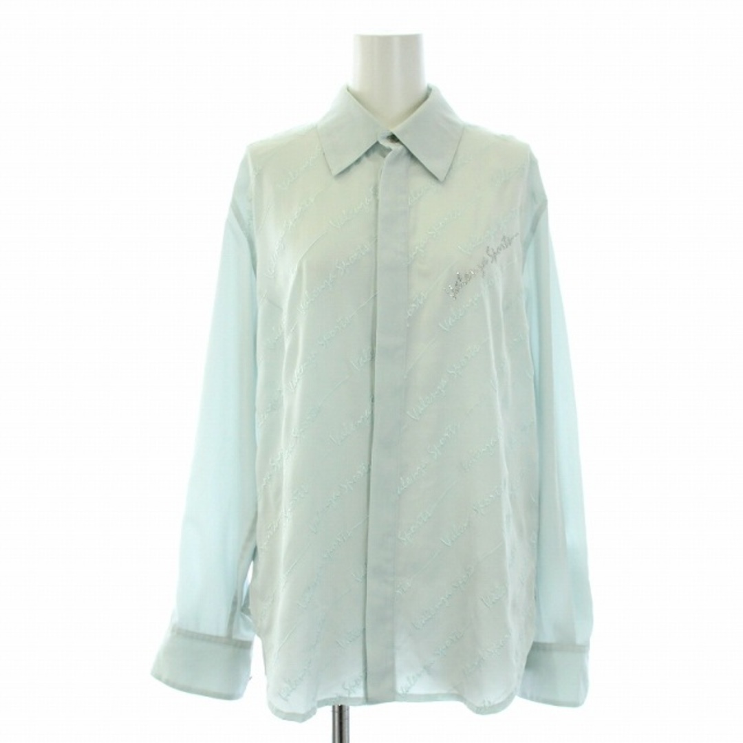 バレンザスポーツ シャツ 長袖 刺繍 ロゴ ラインストーン 40 L 水色 | フリマアプリ ラクマ