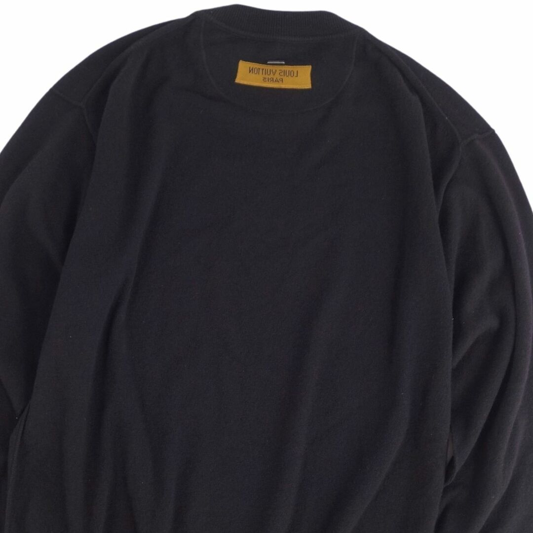 美品 ルイヴィトン LOUIS VUITTON ニット セーター ロングスリーブ インサイドアウト クルーネック カシミヤ シルク トップス メンズ L ブラック
