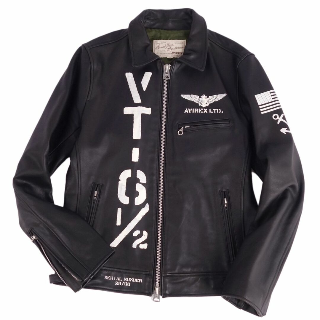 アビレックス AVIREX ジャケット レザージャケット シングルライダース カスタムトラッカージャケット カウハイド アウター メンズ M ブラック | フリマアプリ ラクマ