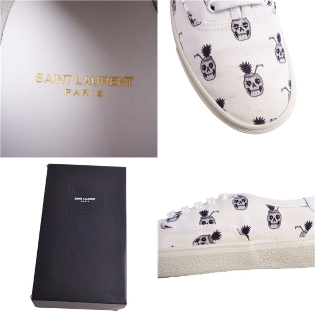 Saint Laurent(サンローラン)の未使用 サンローラン SAINT LAURENT スニーカー ローカット 総柄 キャンバス シューズ 靴 メンズ スペイン製 41(26cm相当) ホワイト メンズの靴/シューズ(スニーカー)の商品写真