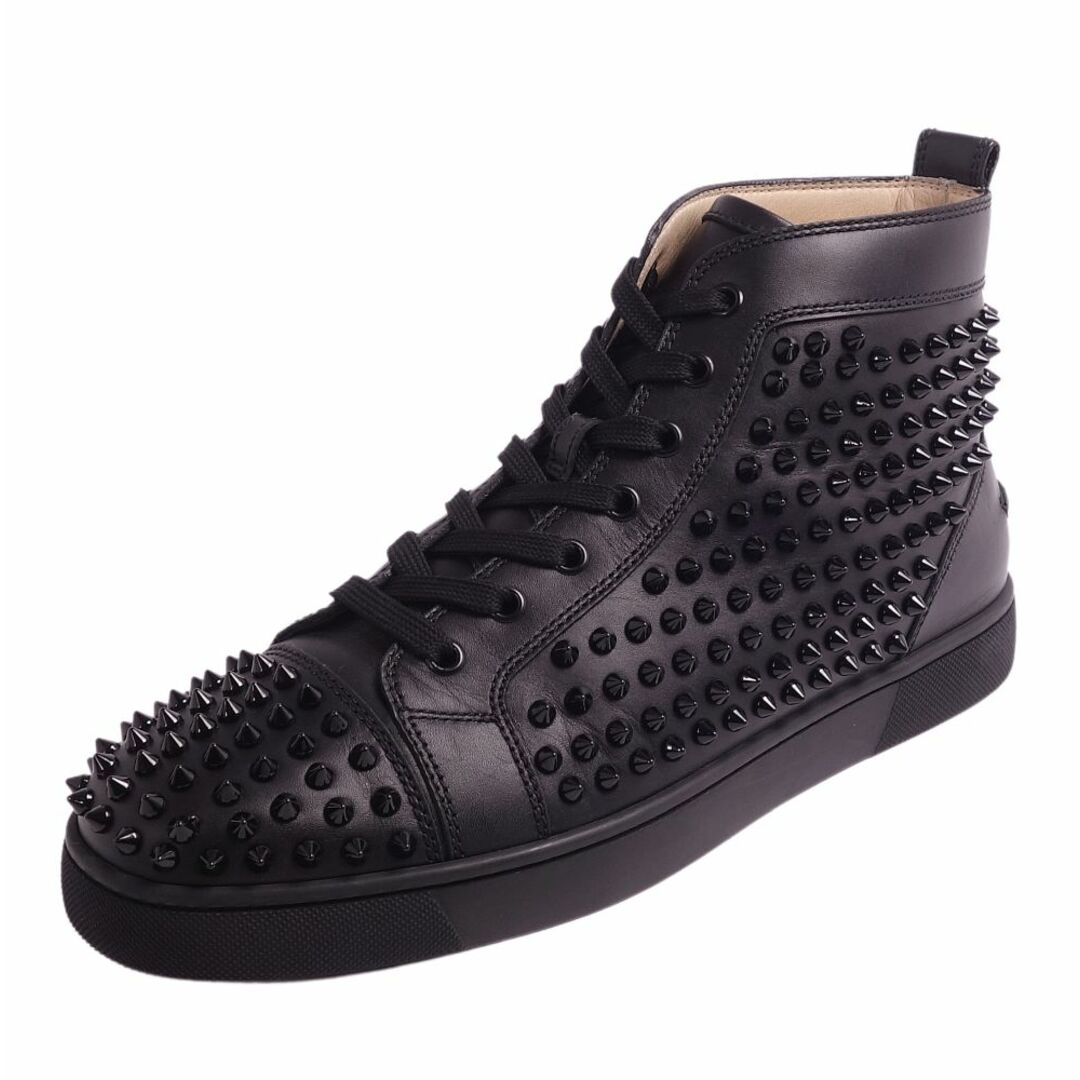 美品 クリスチャンルブタン Christian Louboutin スニーカー Louis Spikes ハイカット カーフレザー シューズ 靴 メンズ 41 1/2(26.5cm相当) ブラック