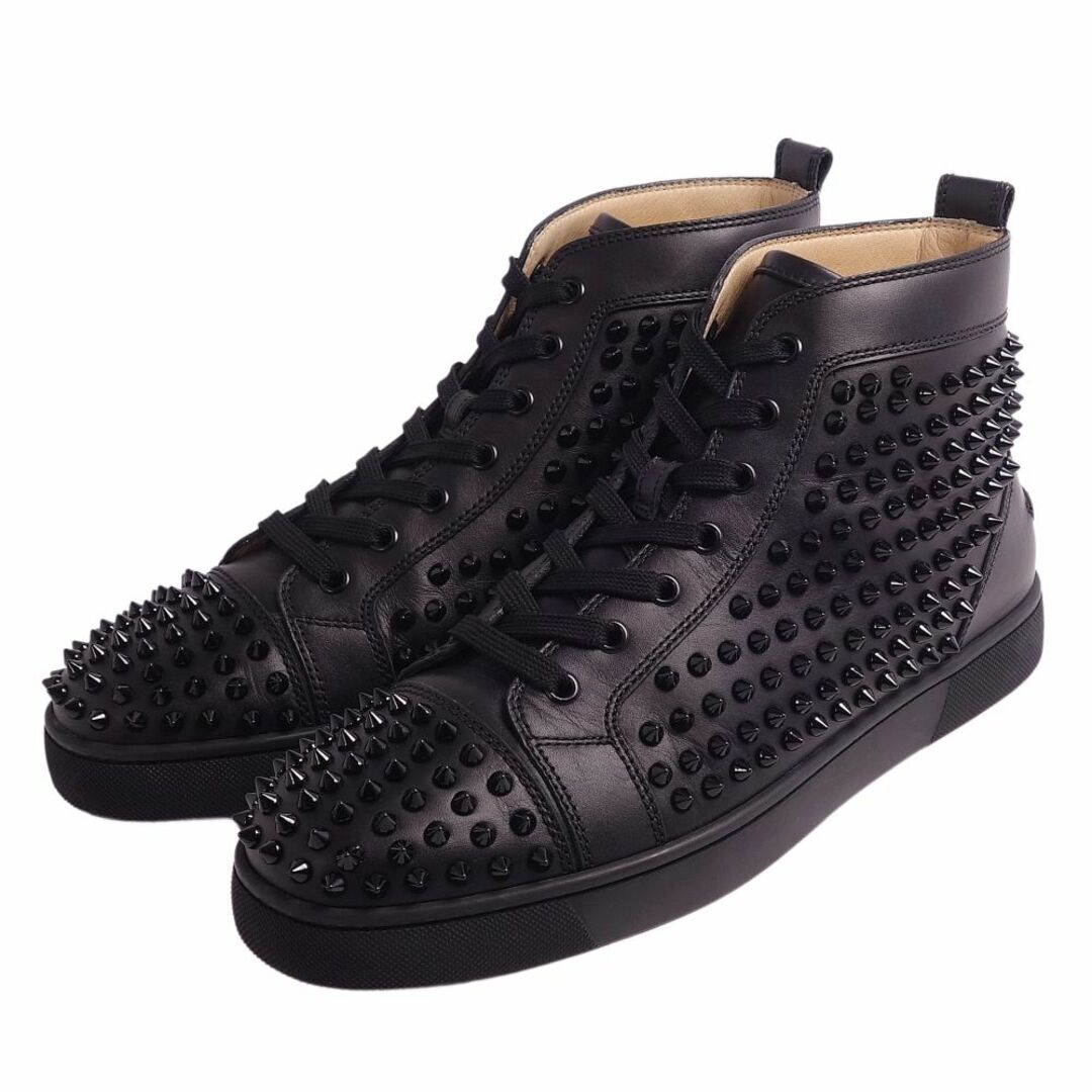 美品 クリスチャンルブタン Christian Louboutin スニーカー Louis Spikes ハイカット カーフレザー シューズ 靴 メンズ 41 1/2(26.5cm相当) ブラック